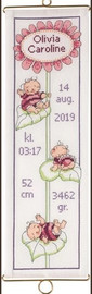 Flower Baby Pink Banner Counted Cross Stitch Kit By Permin
