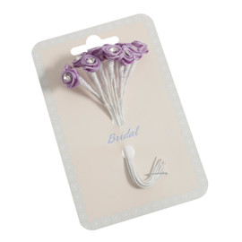 Ribbon Rose: Diamante: 13mm: Pack of 12: Lilac