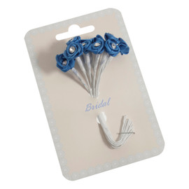 Ribbon Rose: Diamante: 13mm: Pack of 12: Blue