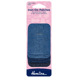 Iron-On Patches in Assorted Denim Colours by Hemline