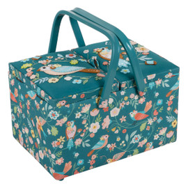 Sewing Box (L): Twin Lid: Appliqué: Bird Aviary by Hobby Gift