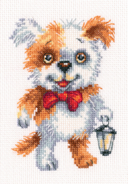 Joke Pup with Bow Tie Cross Stitch Kit by RTO