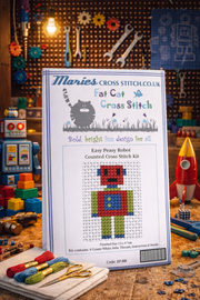 Easy Peasy Robot Cross Stitch Kit by Fat Cat