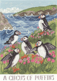 A Circus Of Puffins Counted Cross Stitch Kit by Bothy Threads