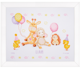 Animal Party Birth Record Cross Stitch Kit by Vervaco Animal Party Birth Record Cross Stitch Kit by Vervaco