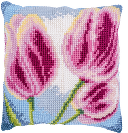 Three Tulips Cross Stitch Cushion Kit by Vervaco Three Tulips Cross Stitch Cushion Kit by Vervaco