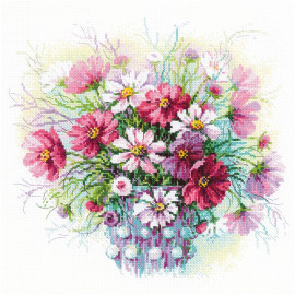 Watercolour Cosmos Counted Cross Stitch Kit by Riolis Watercolour Cosmos Counted Cross Stitch Kit by Riolis