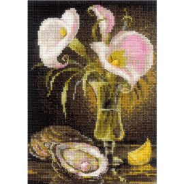 Calla Lilies and Oyster Counted Cross Stitch Kit by Riolis Calla Lilies and Oyster Counted Cross Stitch Kit by Riolis