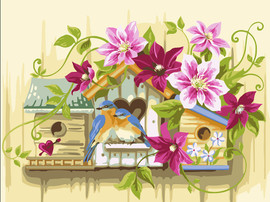 Little Birdhouses Paint-by-Numbers Kit by Vervaco Little Birdhouses Paint-by-Numbers Kit by Vervaco