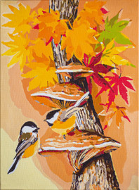 Chickadees Between Leaves Paint-by-Numbers Kit by Vervaco Chickadees Between Leaves Paint-by-Numbers Kit by Vervaco