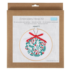Holly Berry Bauble Embroidery Kit with Hoop by Trimits Holly Berry Bauble Embroidery Kit with Hoop by Trimits