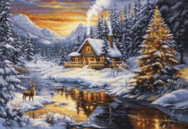 Winter Evening in the Mountains Petit Point Kit by Luca-S GOLD 