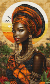 Queen of the Sunlit Continent Petit Point Kit by Luca-S GOLD