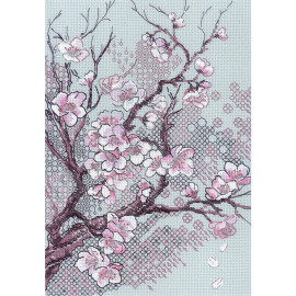 Plum Blossom Blackwork Counted Cross Stitch Kit by Riolis