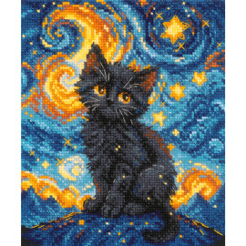 Starry Cat Counted Cross Stitch Kit by Riolis Starry Cat Counted Cross Stitch Kit by Riolis