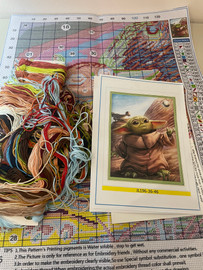 Grogu (Baby Yoda) printed Cross Stitch Kit