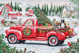 Red Christmas Truck Cross Stitch Kit by Luca-S GOLD