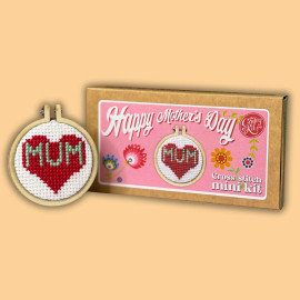Happy Mother's Day (Heart) Mini Matchbox Cross Stitch Kit by The Crafty Kit Co.