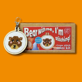 Bear with Me, I'm Stitching! Mini Matchbox Cross Stitch Kit by The Crafty Kit Co.