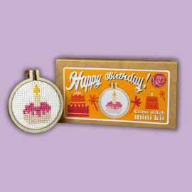 Happy Birthday! Cake Mini Matchbox Cross Stitch Kit by The Crafty Kit Co.