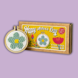 Happy Mother's Day (Flower) Mini Matchbox Cross Stitch Kit by The Crafty Kit Co.