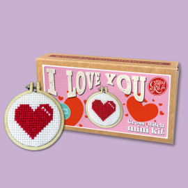 I Love You Mini Matchbox Cross Stitch Kit by The Crafty Kit Co.