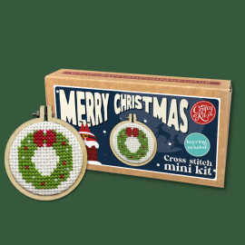 Merry Christmas Mini Matchbox Cross Stitch Kit by The Crafty Kit Co.