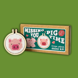 Missing You Pig Time Mini Matchbox Cross Stitch Kit by The Crafty Kit Co.