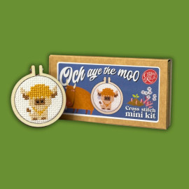 Och Aye The Moo Mini Matchbox Cross Stitch Kit by The Crafty Kit Co.