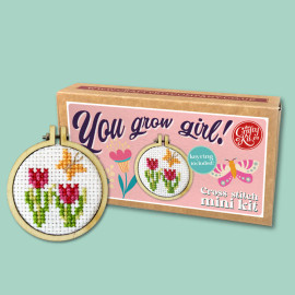 You Grow Girl! Mini Matchbox Cross Stitch Kit by The Crafty Kit Co.