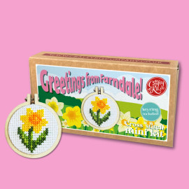 Greetings from Farndale! Mini Matchbox Cross Stitch Kit by The Crafty Kit Co.