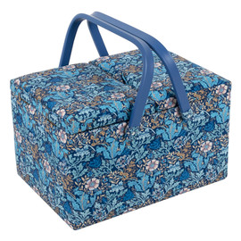 Sewing Box (L): Twin Lid: Appliqué: Woodblock Floral by Hobby Gift
