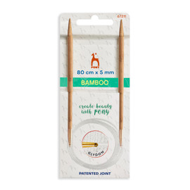 Knitting Pins: Circular: Fixed: Bamboo: 80cm x 5.00mm by Pony