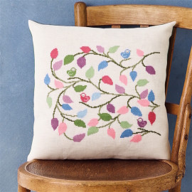 Birds in Leaves Cushion Counted Cross Stitch Kit By Permin