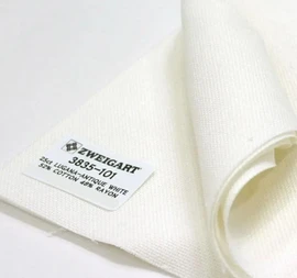 1 Offcut of 25 Count White Lugana Evenweave 70cmx 36cm