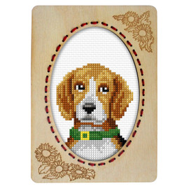 Beagle Counted Cross Stitch Kit by Plywood Frame by Orchidea