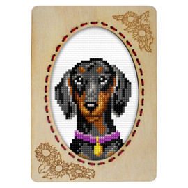 Dachshund Counted Cross Stitch Kit by Plywood Frame by Orchidea