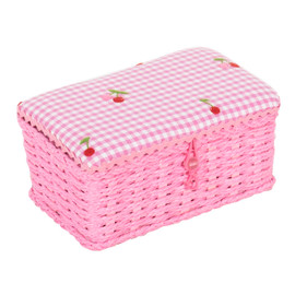 Sewing Box (S): Wicker Basket Embroidered Cherries by Hobby Gift
