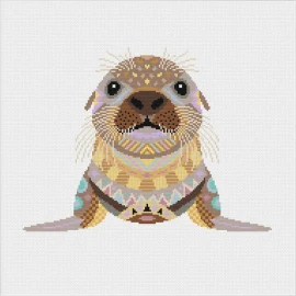 Mandala Sea Lion Cross Stitch Kit by Meloca Designs
