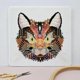 Mandala Black cat Cross Stitch Kit by Meloca Designs