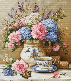 Petit Point Floral Nostalgia  Kit By Luca S GOLD
