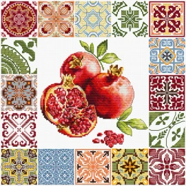 Mosaic Heart of the Pomegranate Cross Stitch Kit by Luca S
