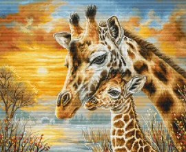 Giraffe Cuddle Cross Stitch Kit by Luca S GOLD