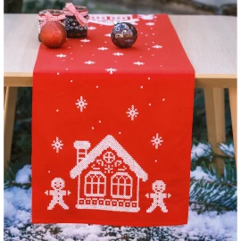 Gingerbread House Runner Printed Cross Stitch Kit By Vervaco