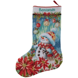 Snowman in Bloom Stocking Counted Cross Stitch Kit By Vervaco