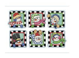 Crafts Playful Snowmen Ornaments Counted Cross Stitch Kit  By Design Works