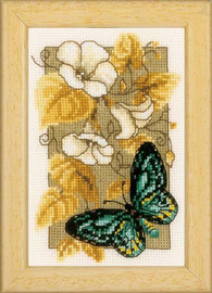 Green Butterfly Portrait Cross Stitch Kit