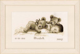 Baby And Bear Birth Sampler Cross Stitch Kti