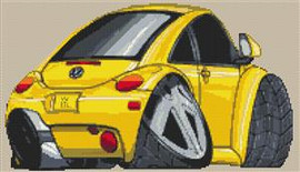 Volkswagen Beetle Caricature New Shape Cross Stitch Kit