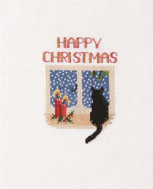 Cat Christmas Card Cross Stitch Kit